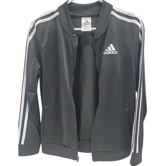 NWT Adidas Full Zip Up Black Track Jacket Youth Boys Sz 16 - Picture 1 of 10